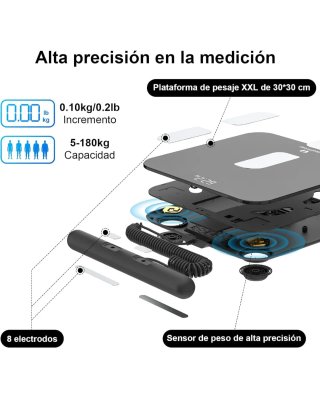 Báscula Inteligente Healthkeep Negra y Plateada