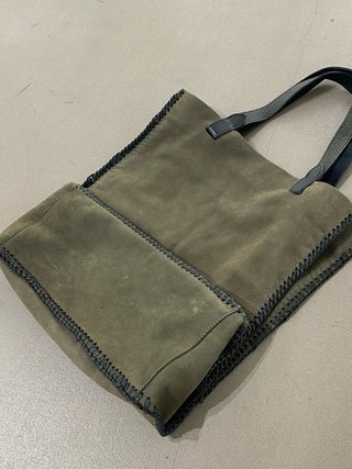 Bolso Zara Piel Verde Caqui XXL
