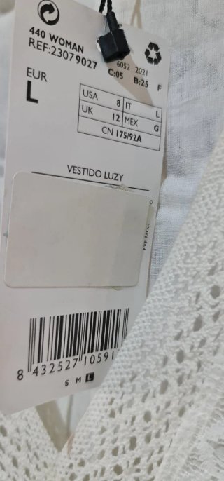 Vestido Blanco Mango Talla L Nuevo