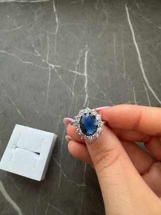 Anello Argento 925 Zircone Blu