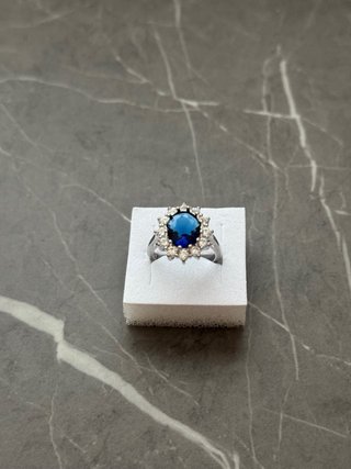 Anello Argento 925 Zircone Blu