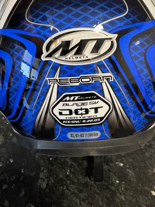 Casco Moto MT Azul y Blanco