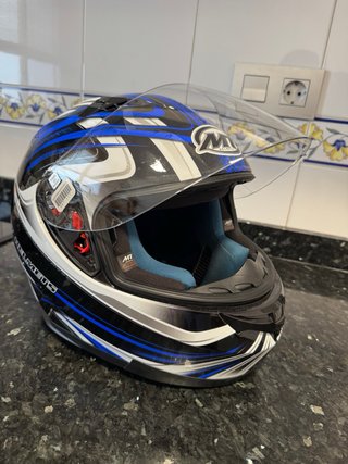 Casco Moto MT Azul y Blanco