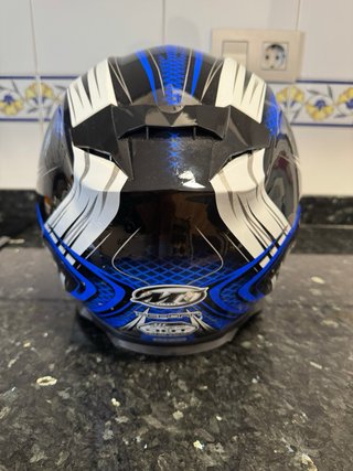 Casco Moto MT Azul y Blanco
