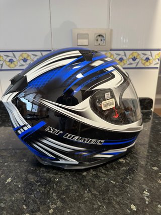 Casco Moto MT Azul y Blanco