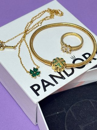 Conjunto Pandora: Pulsera, Anillo collar  Pendient
