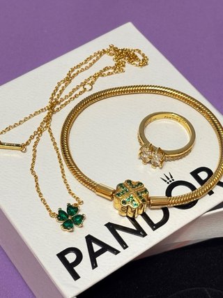 Conjunto Pandora: Pulsera, Anillo collar  Pendient