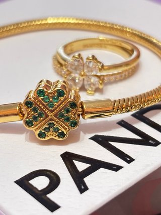 Conjunto Pandora: Pulsera, Anillo collar  Pendient