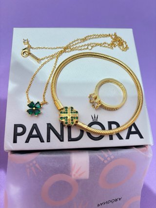 Conjunto Pandora: Pulsera, Anillo collar  Pendient