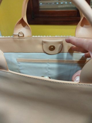 Bolso Uterqüe Piel y Flecos Beige/Blanco