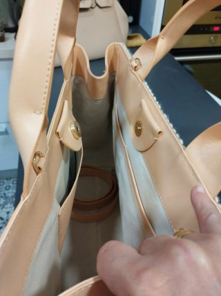 Bolso Uterqüe Piel y Flecos Beige/Blanco