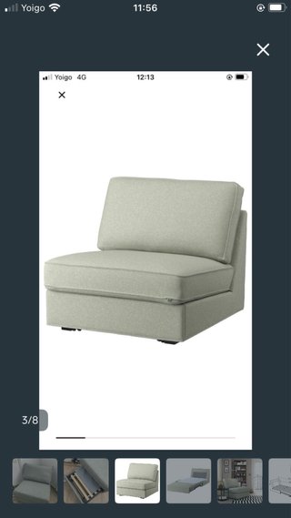 Sofá modular verde con puff