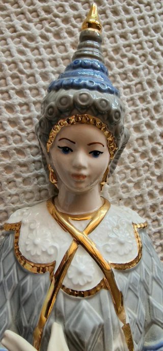Figura Bailarina Tailandesa Porcelana Vintage