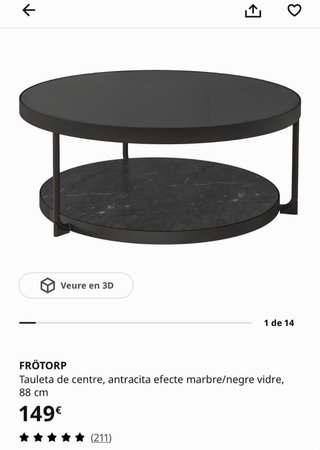 Mesa de centro Ikea FRÖTORP Negra