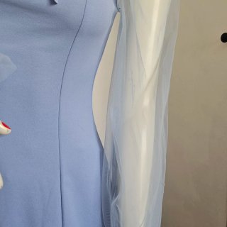 Vestido largo azul pastel romántico