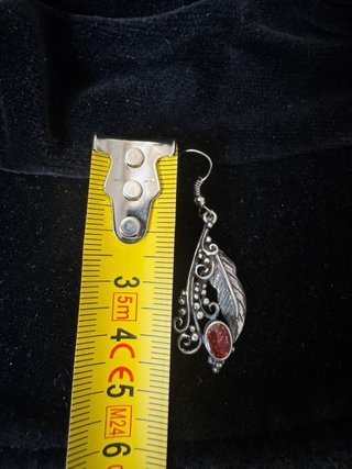 Pendientes Vintage Plateados con Piedra Roja