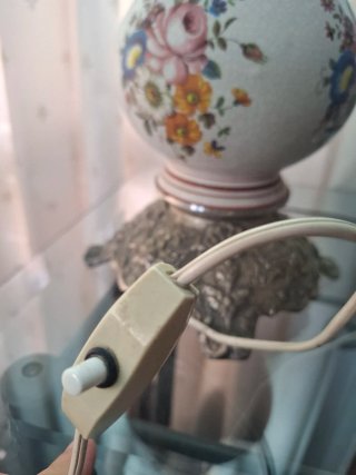 Lámpara de mesa retro cerámica y cristal
