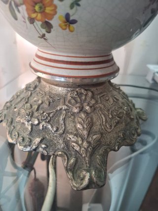 Lámpara de mesa retro cerámica y cristal