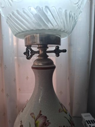 Lámpara de mesa retro cerámica y cristal