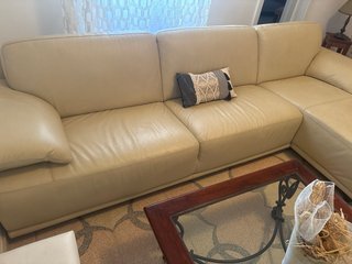 Divano angolare in pelle beige