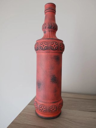 Botella Decorativa Cerámica Rosa y Gris