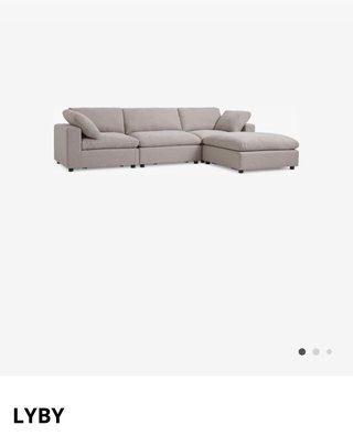 Sofá chaise longue Lyby tela beige/gris Nuevo