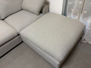Sofá chaise longue Lyby tela beige/gris Nuevo