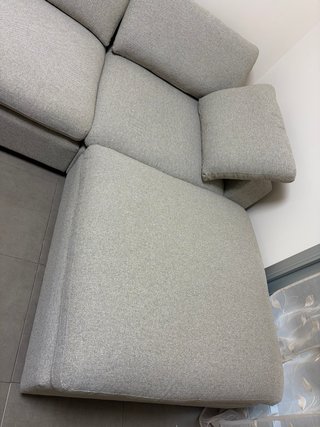 Sofá chaise longue Lyby tela beige/gris Nuevo