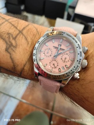Reloj Pagani Design cara rosa + correa a juego
