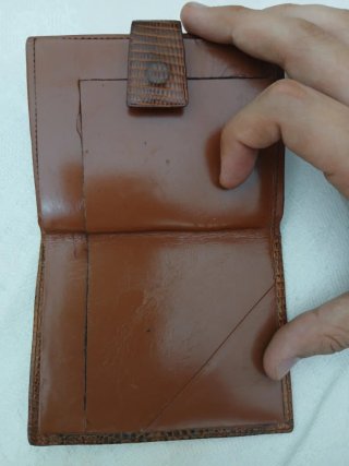 Cartera Billetera Vintage de Piel Grabada Marrón
