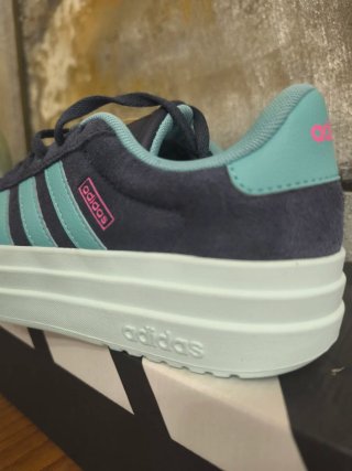 Zapatillas Adidas VL COURT BOLD J grises y turques