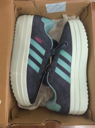 Zapatillas Adidas VL COURT BOLD J grises y turques