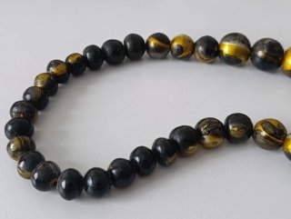 Collar Vintage Madera Pintado Mano Negro Dorado