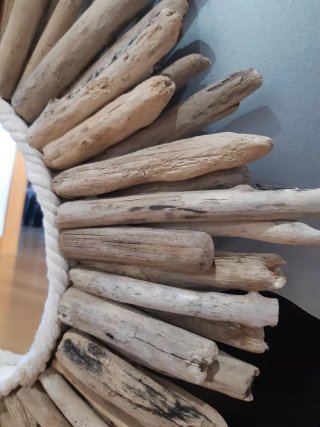 Espejo Sol Madera Flotante Boho Hecho a Mano