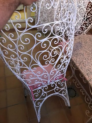 Set da Giardino in Ferro Forgiato Artigianale con Tavolo in Granito