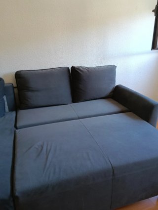 Sofá Cama Chaiselongue IKEA Gris 3 Plazas
