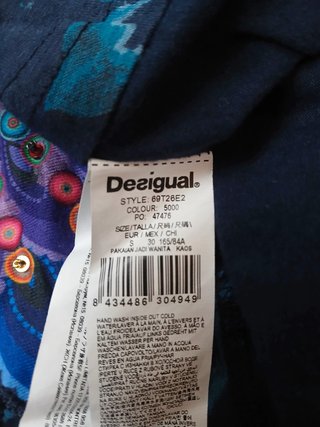 Desigual Vestito Donna Tunica Floreale Blu Fantasia Mandala Taglia S