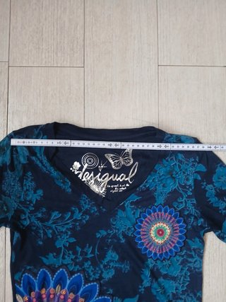Desigual Vestito Donna Tunica Floreale Blu Fantasia Mandala Taglia S