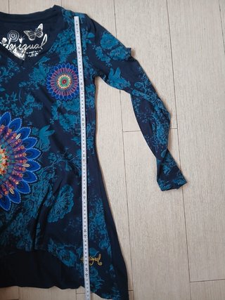 Desigual Vestito Donna Tunica Floreale Blu Fantasia Mandala Taglia S
