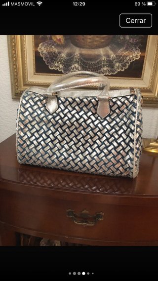 Bolso Jeans y Piel Plateada