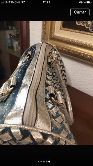 Bolso Jeans y Piel Plateada