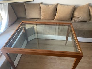 Mesa de centro madera y cristal extensible