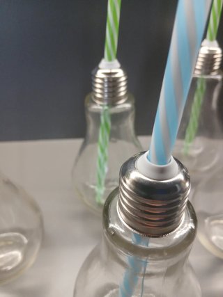 Vasos Bombilla Vidrio con Pajita