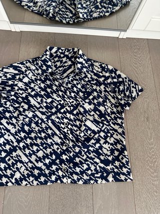Camicia donna fantasia blu e bianca