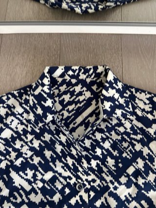 Camicia donna fantasia blu e bianca