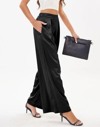 Pantalón fiesta satén Zara negro
