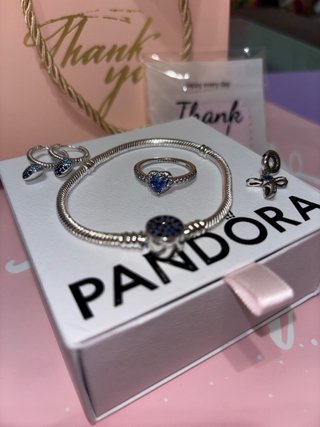Conjunto Pandora Corazón y Cruz Azul