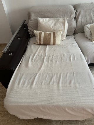 Divano Chaiselongue in Pelle Marrone e Rosso