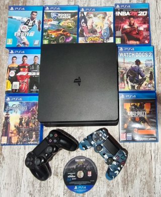 Ps4 Slim 1 Tera + 2 mandos + 9 juegos