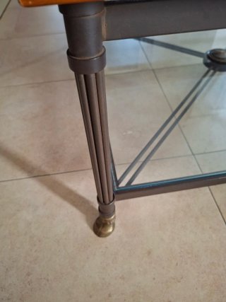 Mesa de centro madera, cristal y hierro